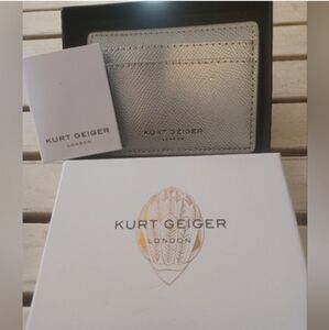 KURT GEIGER NWT/GIFT BOX METALLIC SILVER ID HOLDER